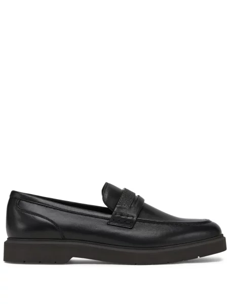 Pantofi loafer Brunello Cucinelli din piele de cristal negru