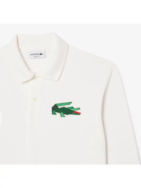Lacoste Oryginalna Koszulka Polo Z Długim Rękawem biała