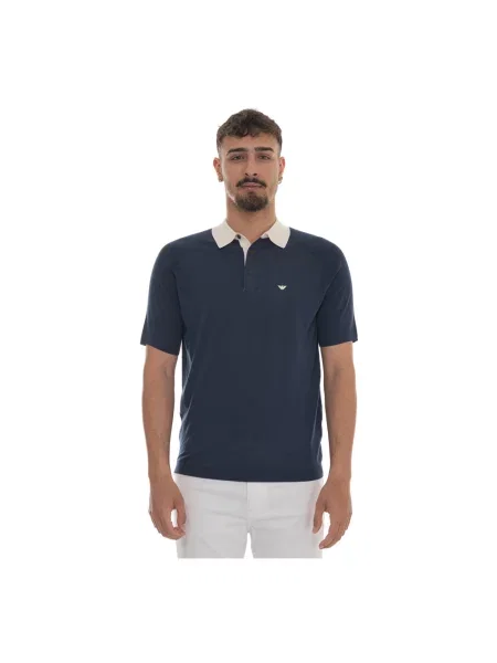 Krótka koszulka polo Emporio Armani z krótkim rękawem niebieska