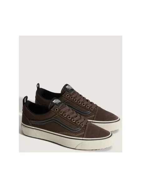 Ocieplane sneakersy Vans Old Skool skórzane brązowe