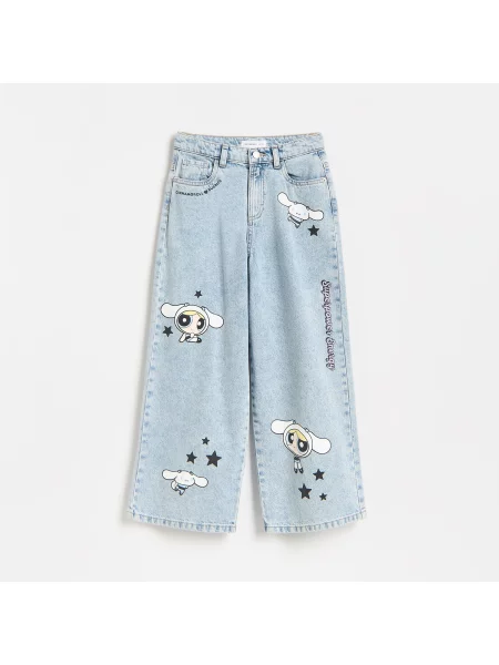 Reserved Džíny wide leg Hello Kitty and Friends x The Powerpuff Girls modrá