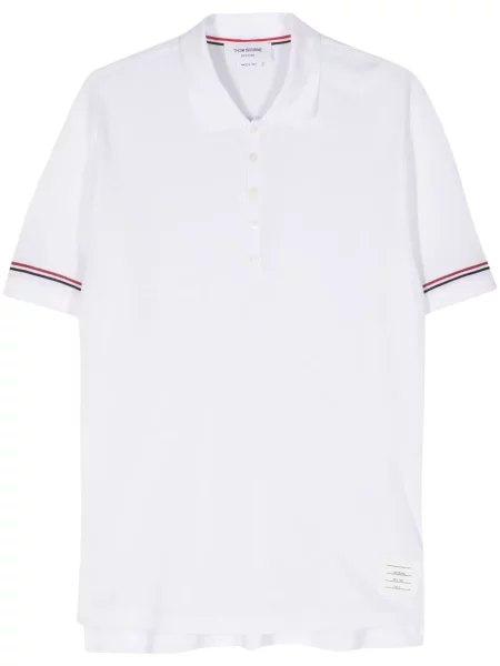 Polo Thom Browne cu dungi tricotate alb