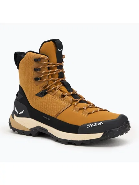 Încălțăminte de trekking pentru bărbați Salewa Puez Winter Mid Ptx golden brown / black negru