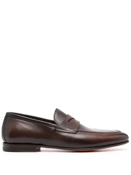 Pantofi loafer Santoni din piele maro