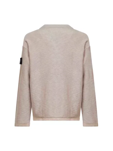 Sweter Stone Island z okrągłym dekoltem z kamieniami beżowy