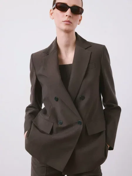 Піджак MANGO темно-коричневий ліоцелл коричневий