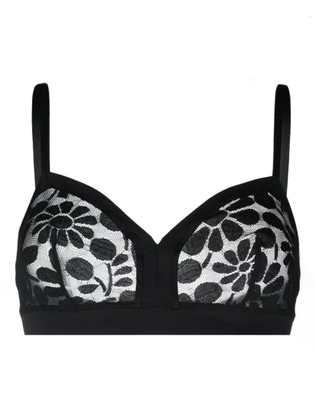 Sutien Eres cu model floral din dantelă fără armătură negru