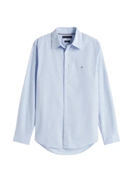 Cămașă Tommy Hilfiger cu imagine din poplin albastru