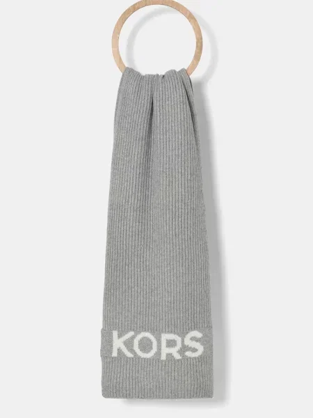 Šátek z vlněné směsi MICHAEL Michael Kors hladký šedá