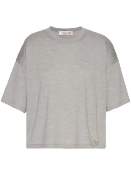 Tricou Valentino Garavani de mătase gri
