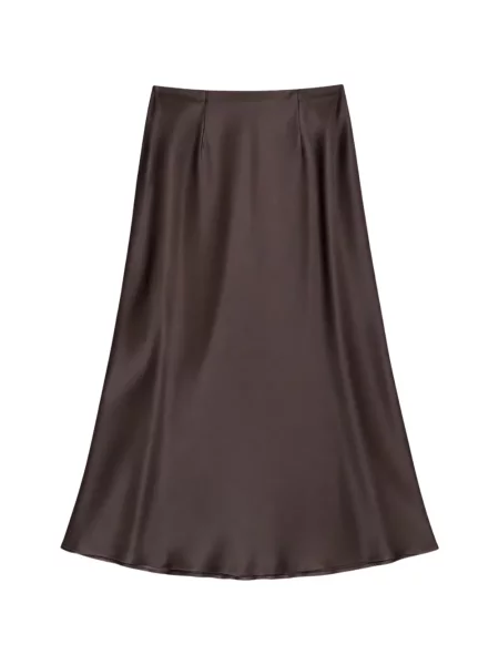 Fusta maxi Clips din satin în linie A maro