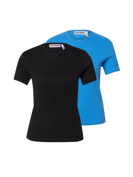 WEEKDAY Tricou Rey azur negru