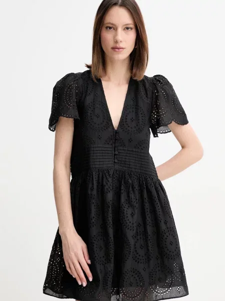 BOSS Orange rochie din mini evazati negru