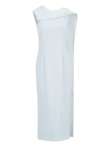 Rochie midi Roland Mouret fără mâneci drapată albastru