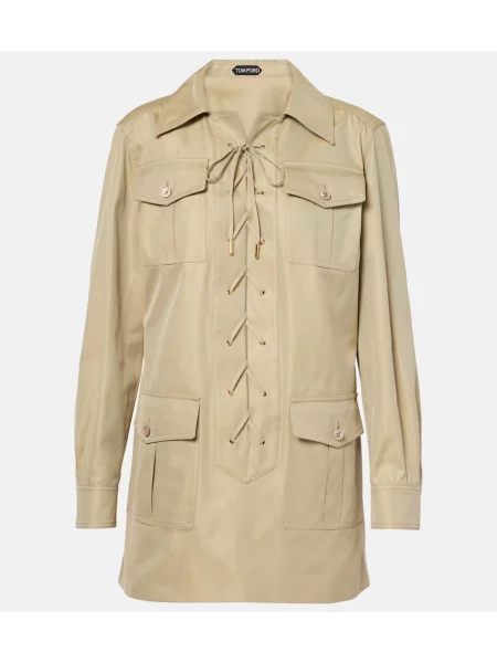 Jedwabny top Tom Ford safari zielony