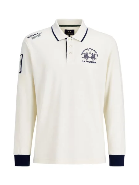 La Martina Tricou Wolfe albastru fumuriu / albastru noapte / lână alb