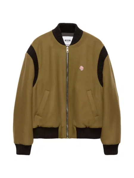 Květinová žebrovaná bunda Msgm zelená