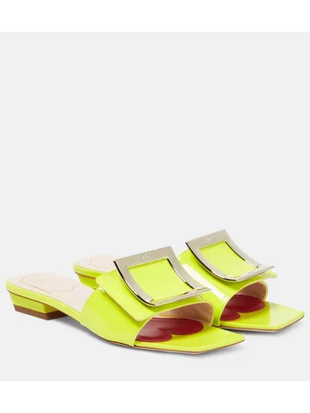 Usnjene lakirane mules Roger Vivier zelena