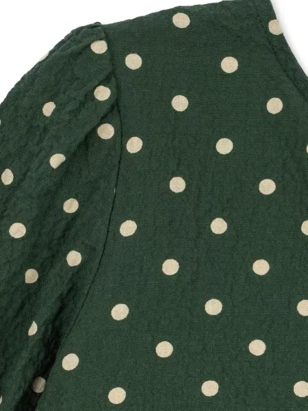 Konges Sløjd разкроена рокля от с ELIN LS BOW DRESS GOTS зелено