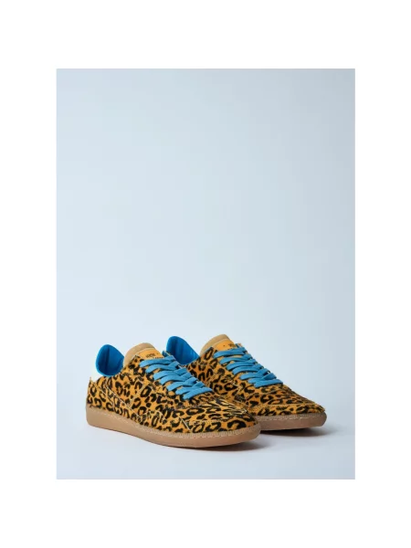 Sneakersy Hidnander z nadrukiem w panterkę brązowe