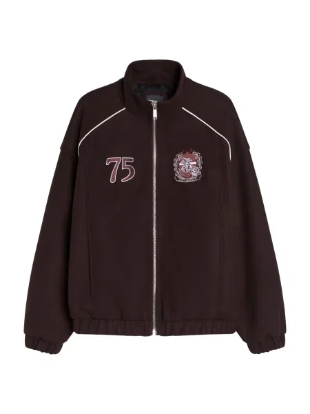 Bershka Prehodna jakna čokolada / bordo bela