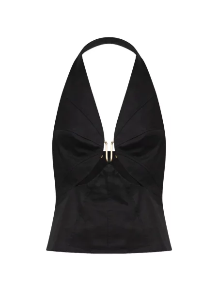Top Cult Gaia cu gât halter negru