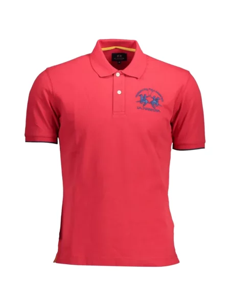 Tricou polo La Martina cu broderie roșu