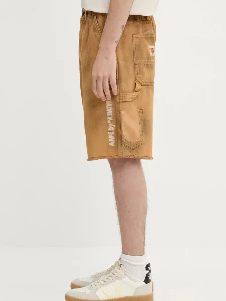 Τζιν σορτς AAPE Main Woven ανδρικό καφέ