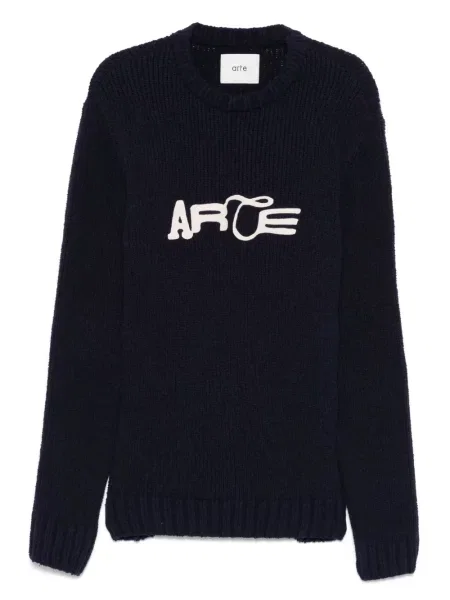 Pulover Arte cu broderie albastru