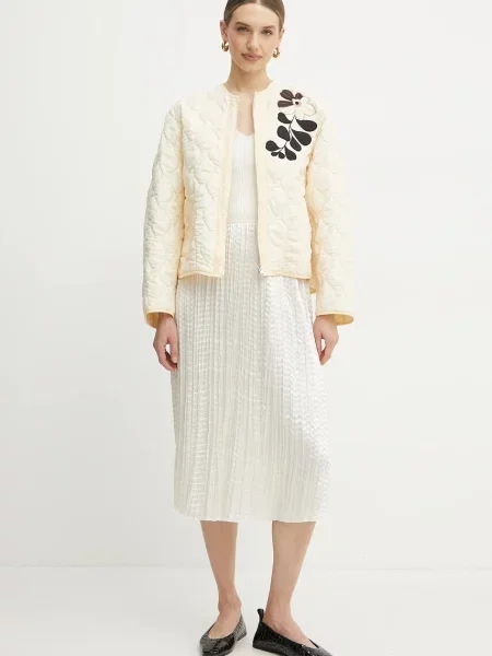 BOSS sukienka midi rozkloszowana beżowy