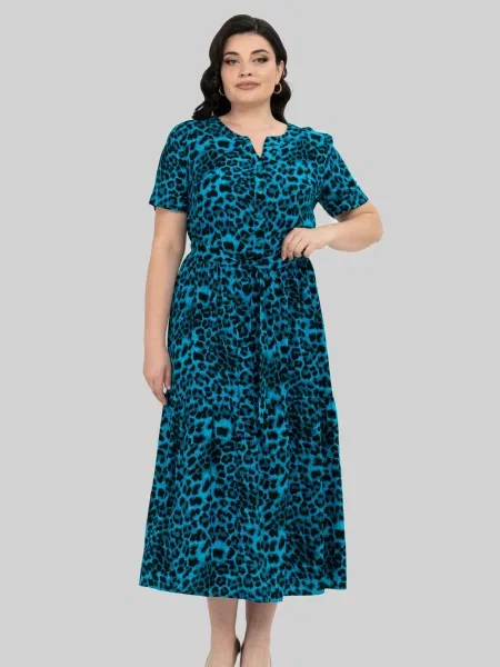 Сукня міді All Posa віскоза/поліестер бірюзовий