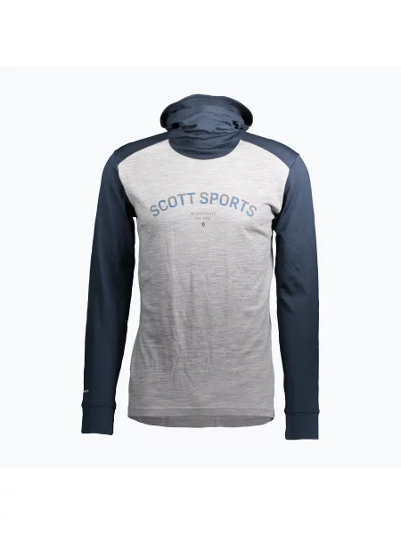 Мъжки термо суитшърт SCOTT Defined Merino Hoody dark blue/light grey melange сиво