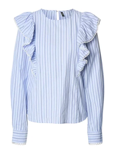 Vero Moda Tall Bluză VMFANNI albastru / albastru deschis alb
