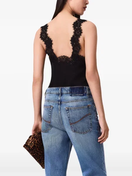 Krajkový top Stella Mccartney s výstřihem do v černý