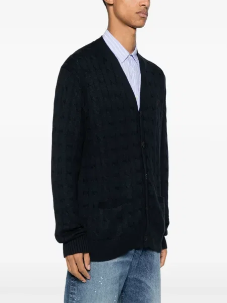 Πλεκτή ζακέτα Polo Ralph Lauren με κέντημα μπλε