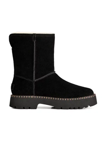 UGG W Uptowner Short Boot cizme de zăpadă pentru femei din piele întoarsă negru