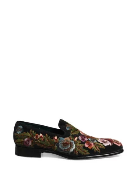 Βελούδινα φλοράλ σκαρπινια Dolce & Gabbana μαύρο