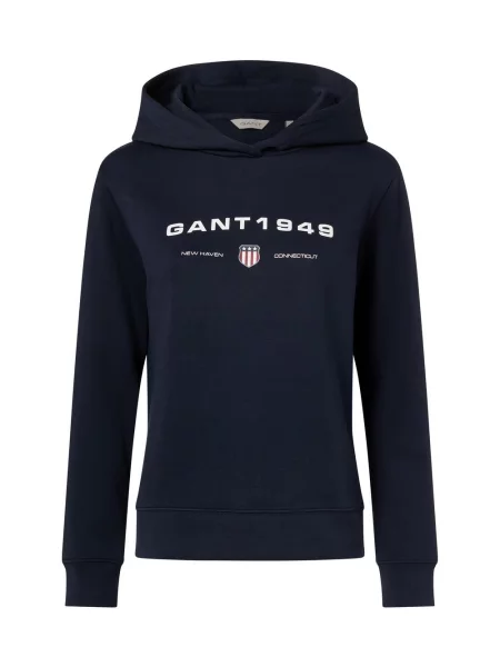 Bluza z kapturem o kroju regular fit z nadrukiem z logo Gant biała