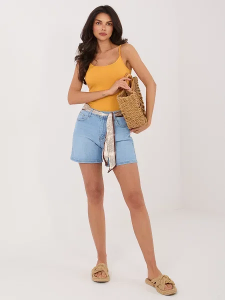 Cu centură pantaloni scurți din denim G-smack albastru