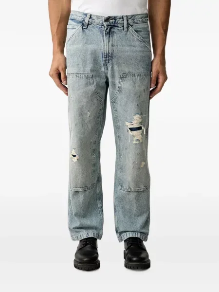 Pantaloni scurți din denim Levi's® din dantelă zdrențuiți cu talie înaltă albastru