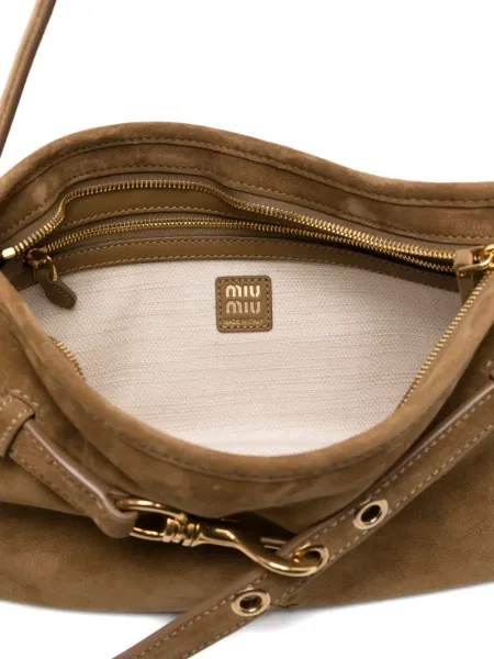 Geantă Miu Miu din piele de căprioară maro