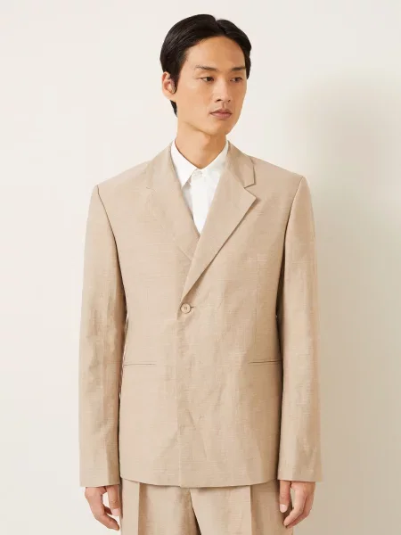 Jacquemus Sako La Veste Melo S Lnem beige béžové