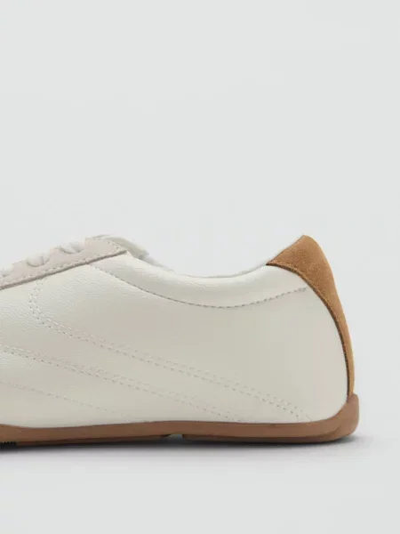 Buty sportowe skórzane z kontrastowymi wstawkami Kobieta 38 MANGO biały