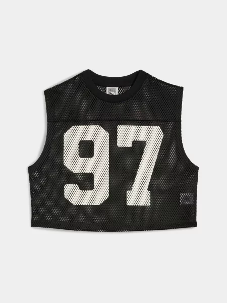 Майка спортивна PUMA x Rosé Relaxed Mesh Top комбінований верх чорний