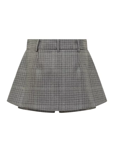 Spódnica-szorty Des Phemmes wełniane w pepitkę szare