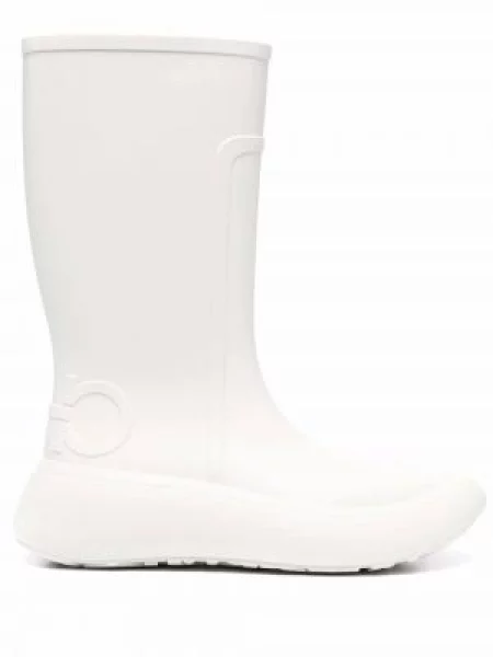 Botine Ferragamo chunky alb