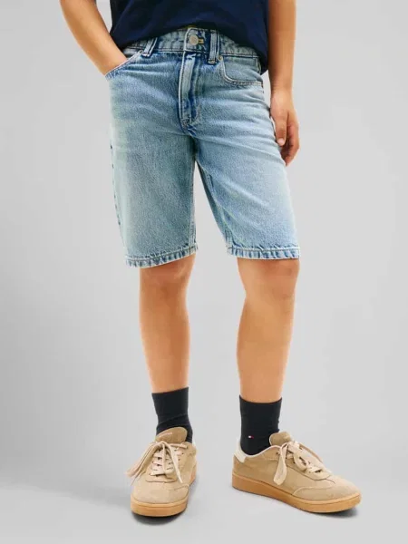 Szorty jeansowe o kroju regular fit z czystej bawełny Tommy Hilfiger niebieskie