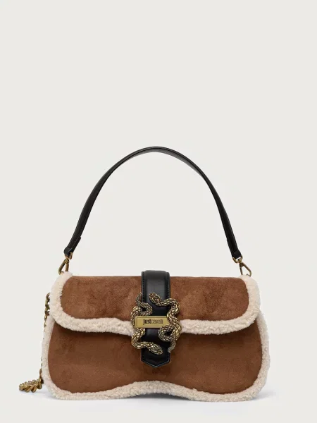 Just Cavalli crossbody kabelka z imitace semiše hnědá
