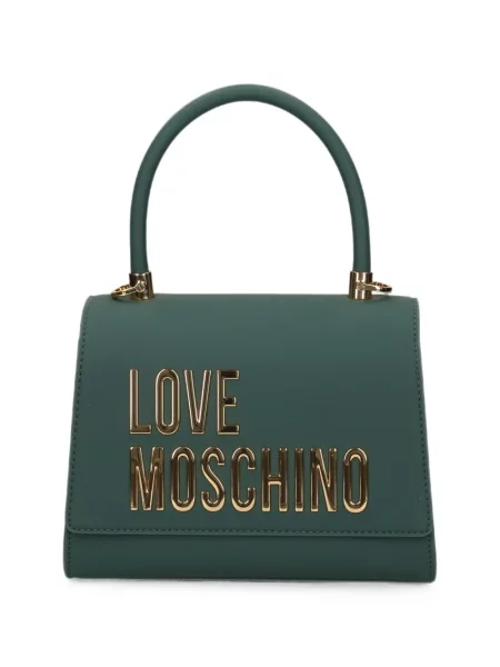 Geantă shopper Love Moschino cu autograf verde
