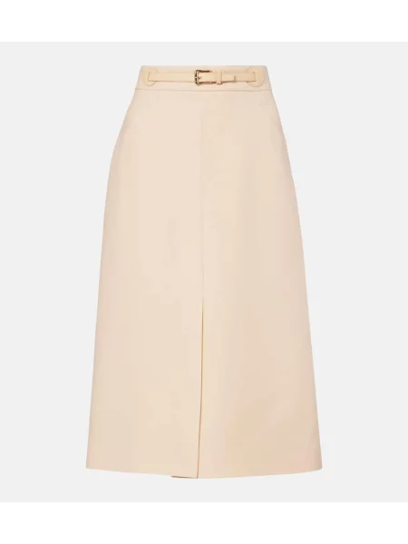 Spódnica midi Valentino z krepy do kolan beżowa